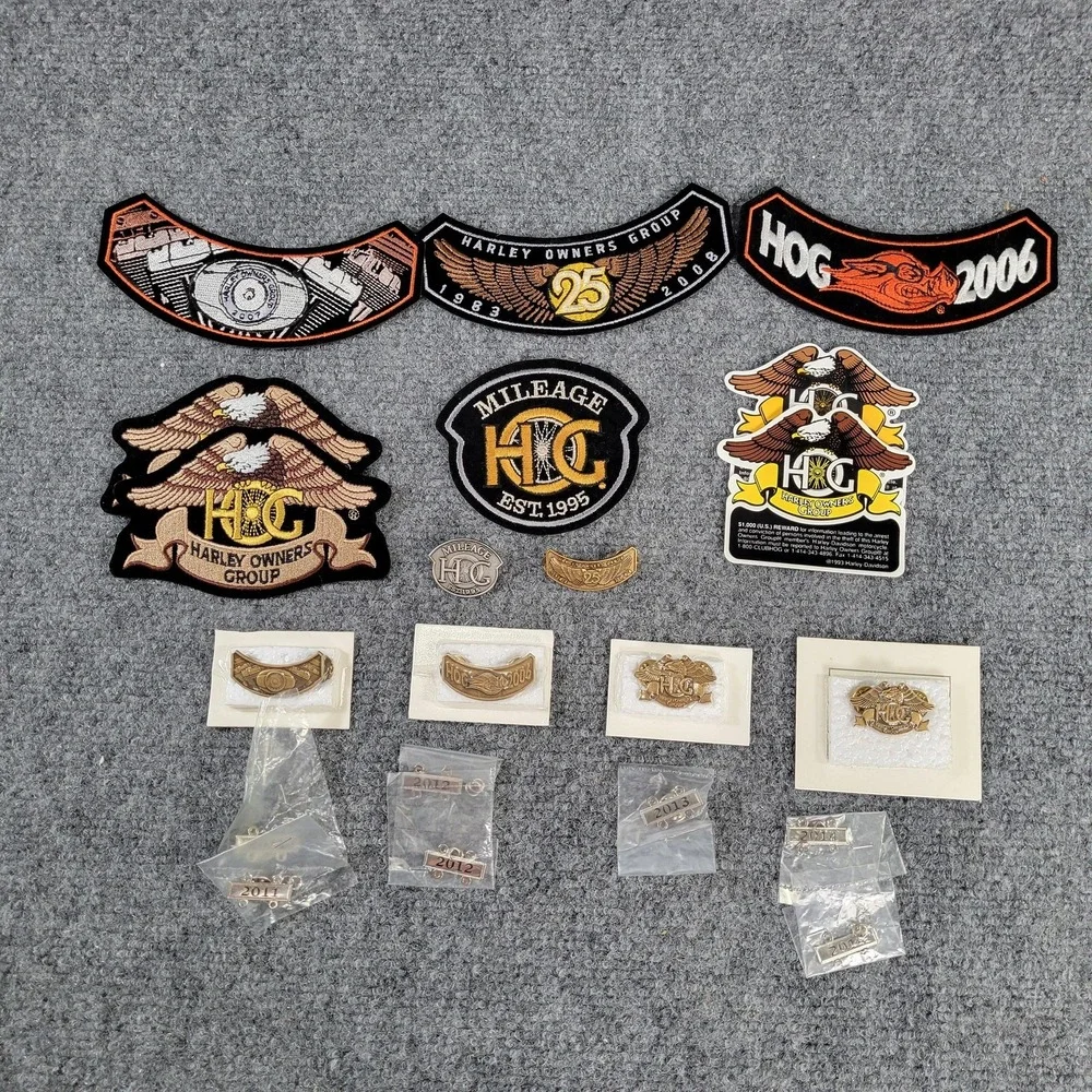 Harley Davidson HOG Owners Group Embroidered Patch‎ Pin Lot Mileage 1993-2014